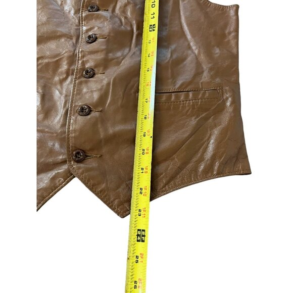 The Leather Shop Sears Mens Vest Brown 38 V Neck Classic Fit Pockets VINTAGE 70S - Picture 7 of 9